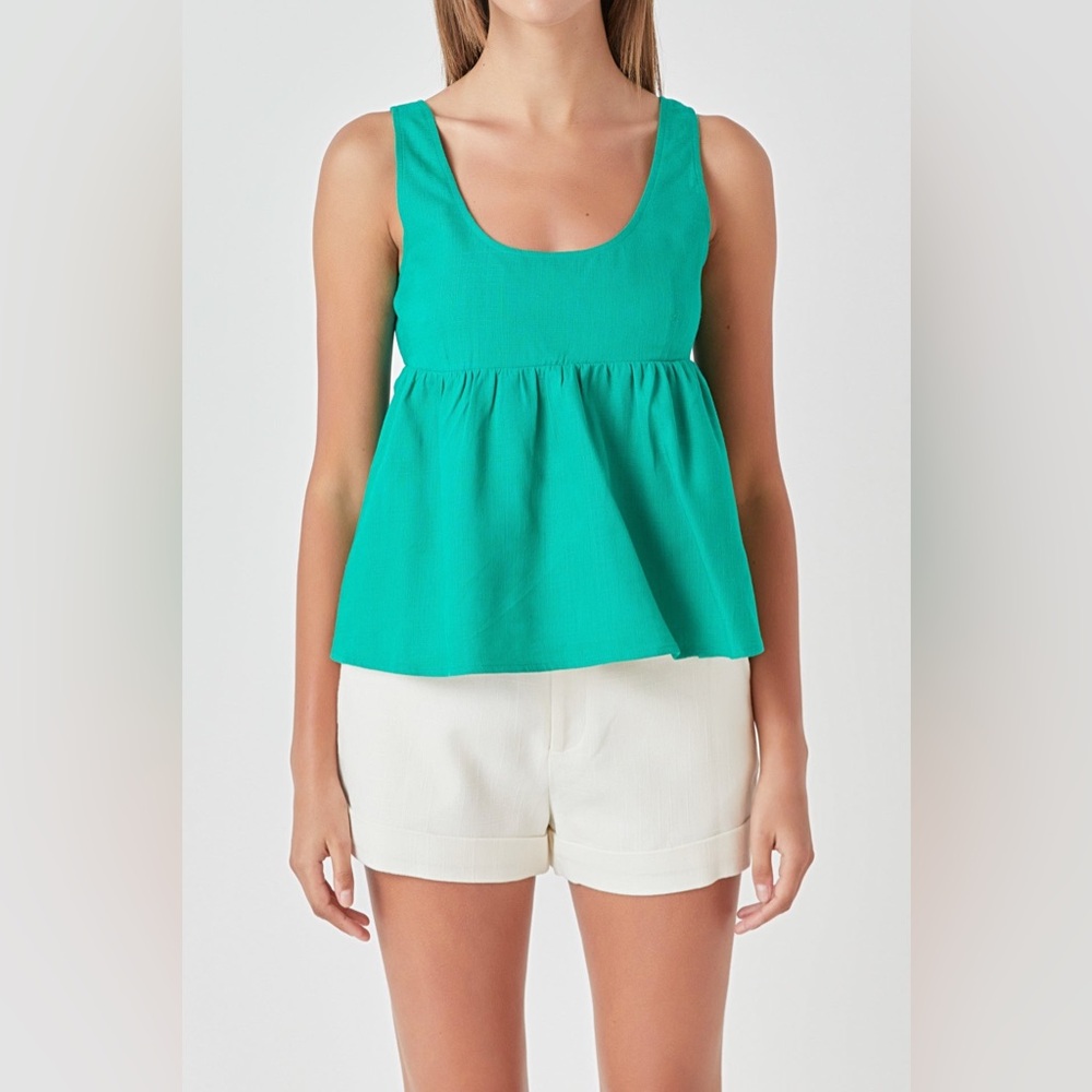 Linen blend babydoll top size SMALL EUC